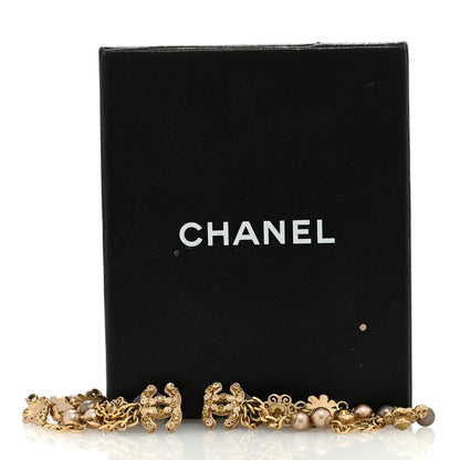 Chanel Chain Pearl Flower Dangle Earrings in Gold Gold 5 of 5