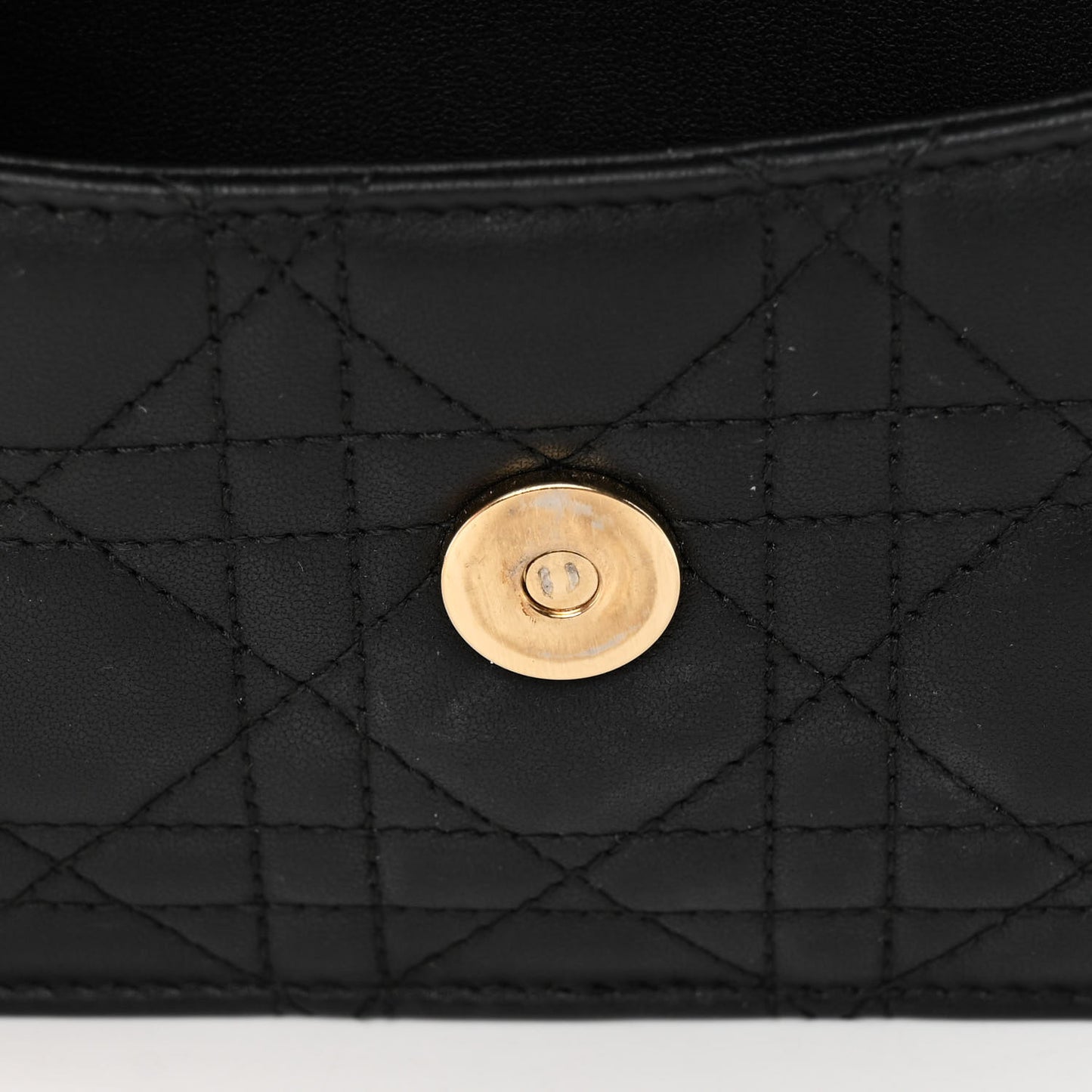 Lambskin Lady Dior Top Handle Clutch Black