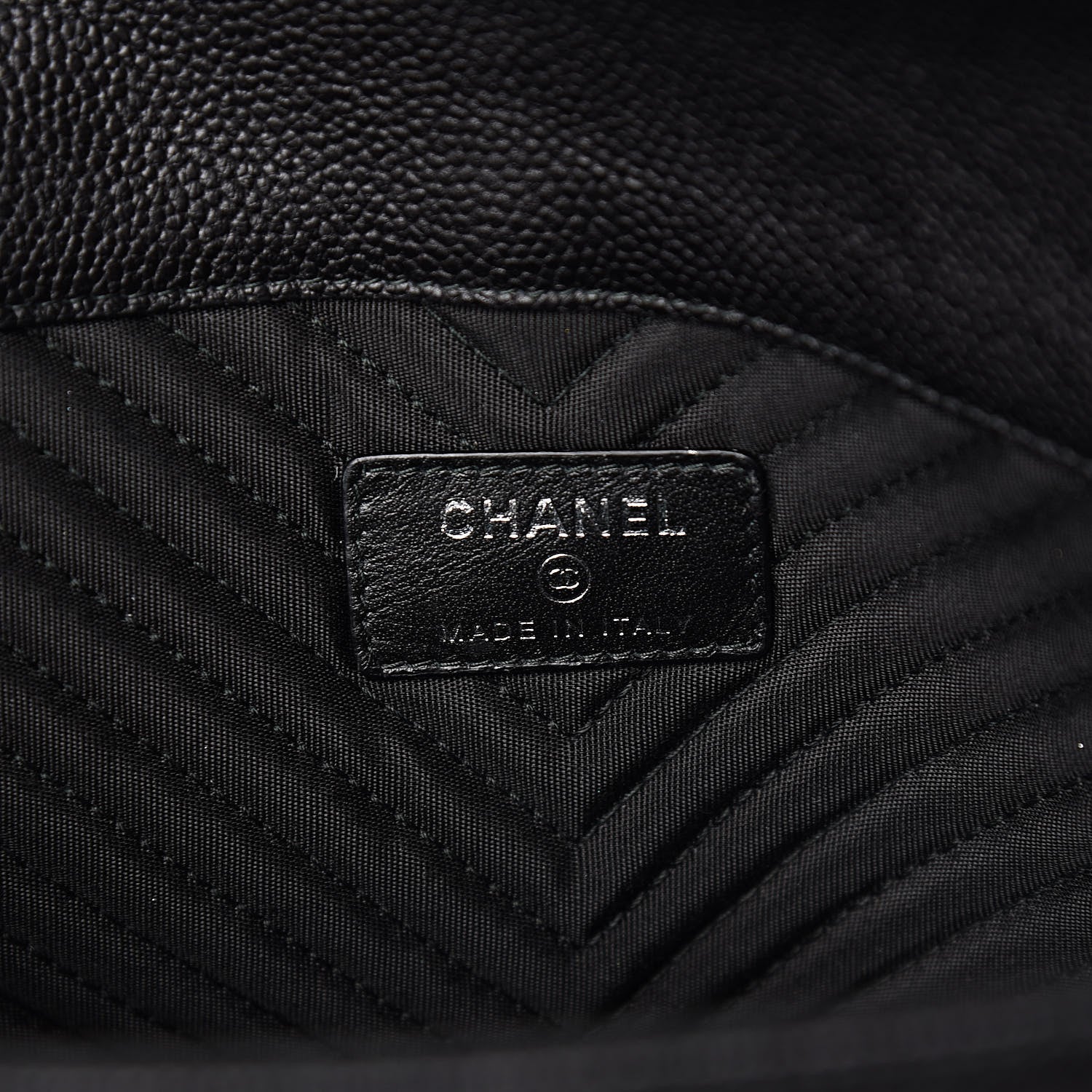 Chanel Calfskin Chevron Quilted Small Envelope Clutch Black 6 of 9