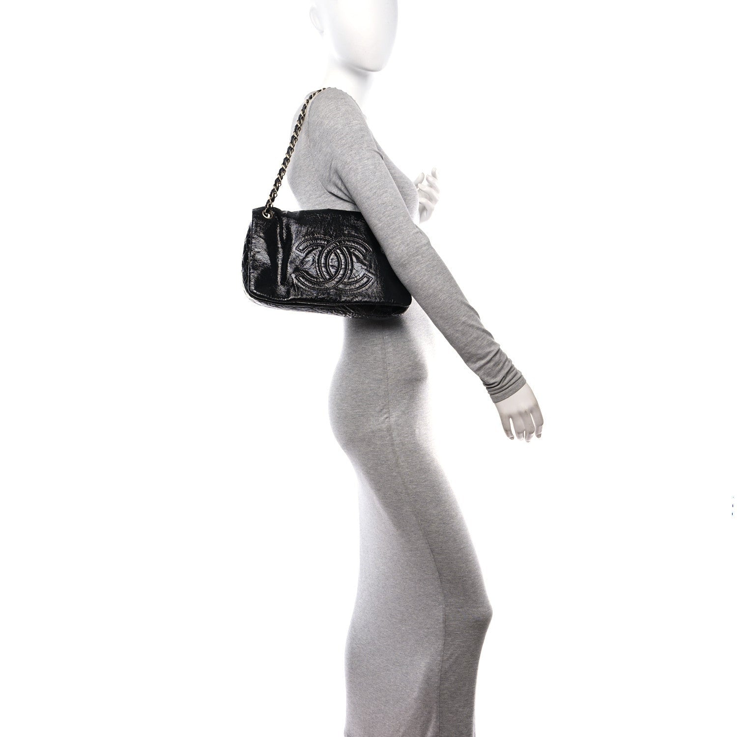 Chanel Vinyl Medium Rock and Chain Flap Black 2 of 7