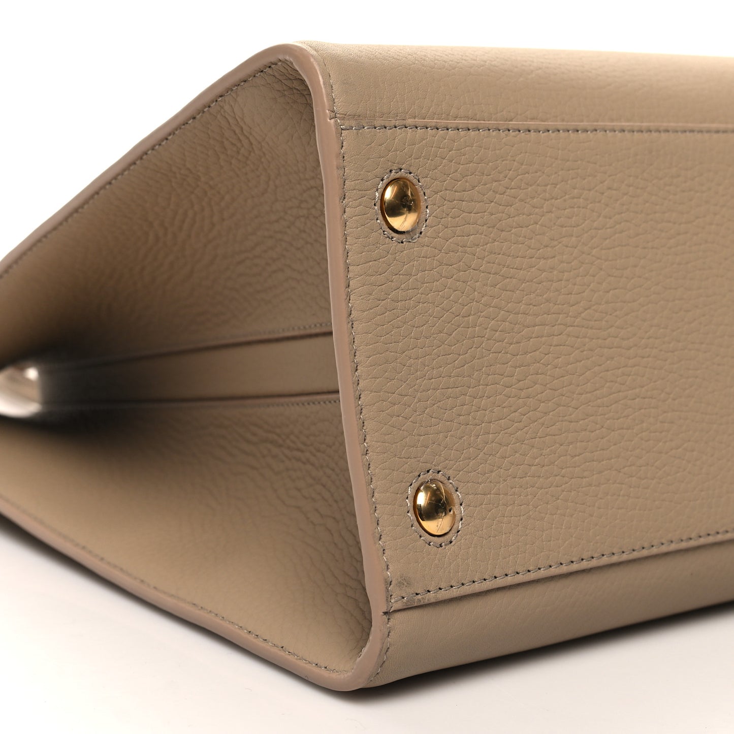 Grained Calfskin Medium Frances Tote Oat Beige