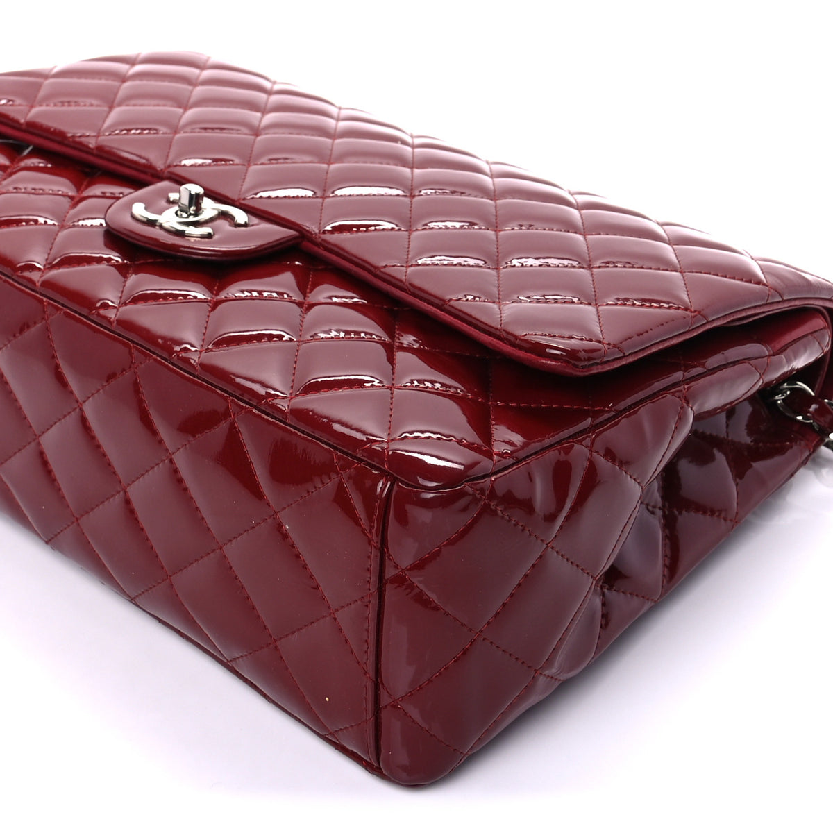 Patent Quilted Maxi Double Flap Red