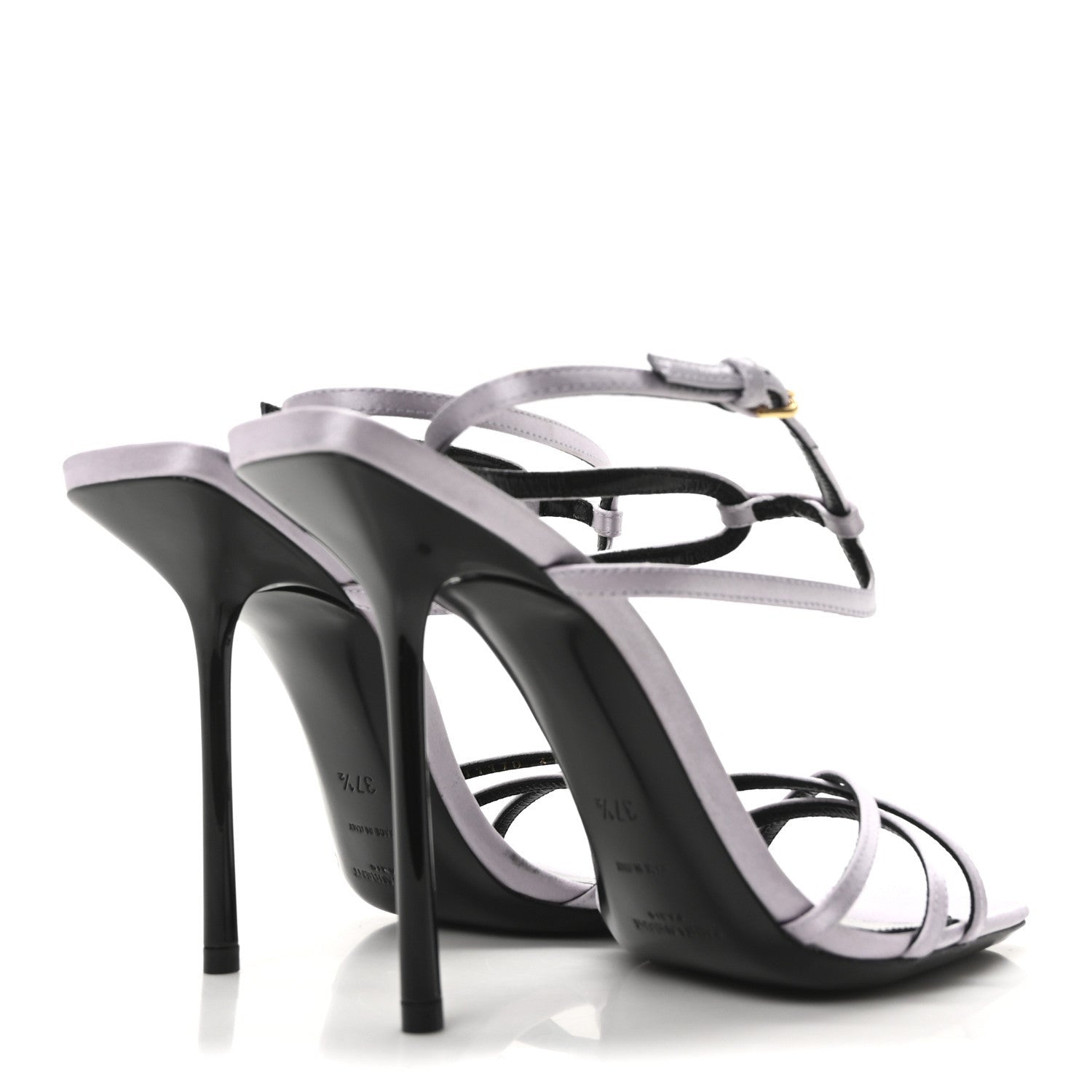 Saint Laurent Crepe Satin Baliqua 105 Ankle Strap Sandals 37.5 Poly Grey 5 of 7