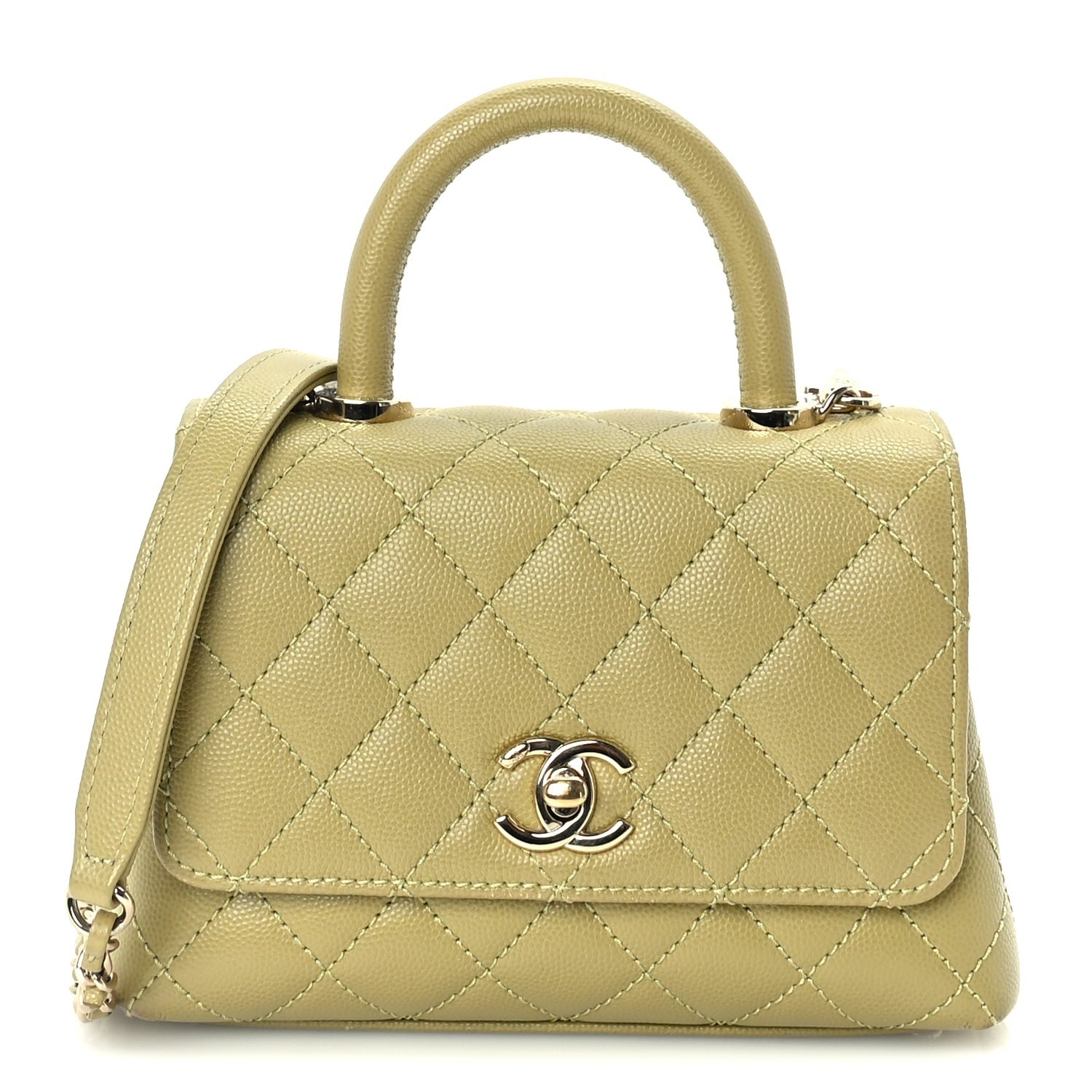 Chanel Caviar Quilted Extra Mini Coco Handle Flap Light Green 1 of 9