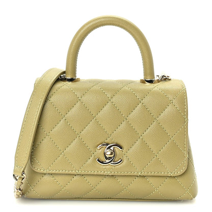 Chanel Caviar Quilted Extra Mini Coco Handle Flap Light Green 1 of 9