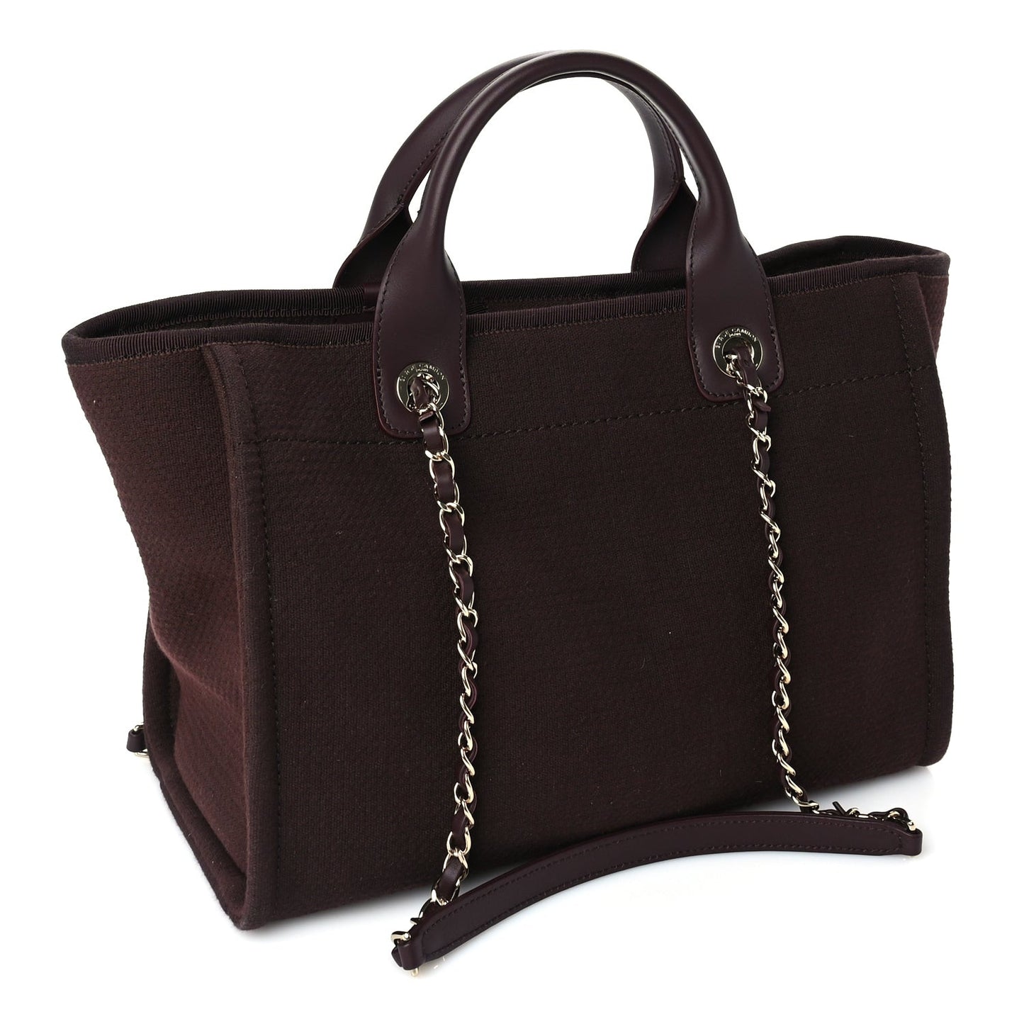 Mixed Fibers Calfskin Small Deauville Tote  Burgundy