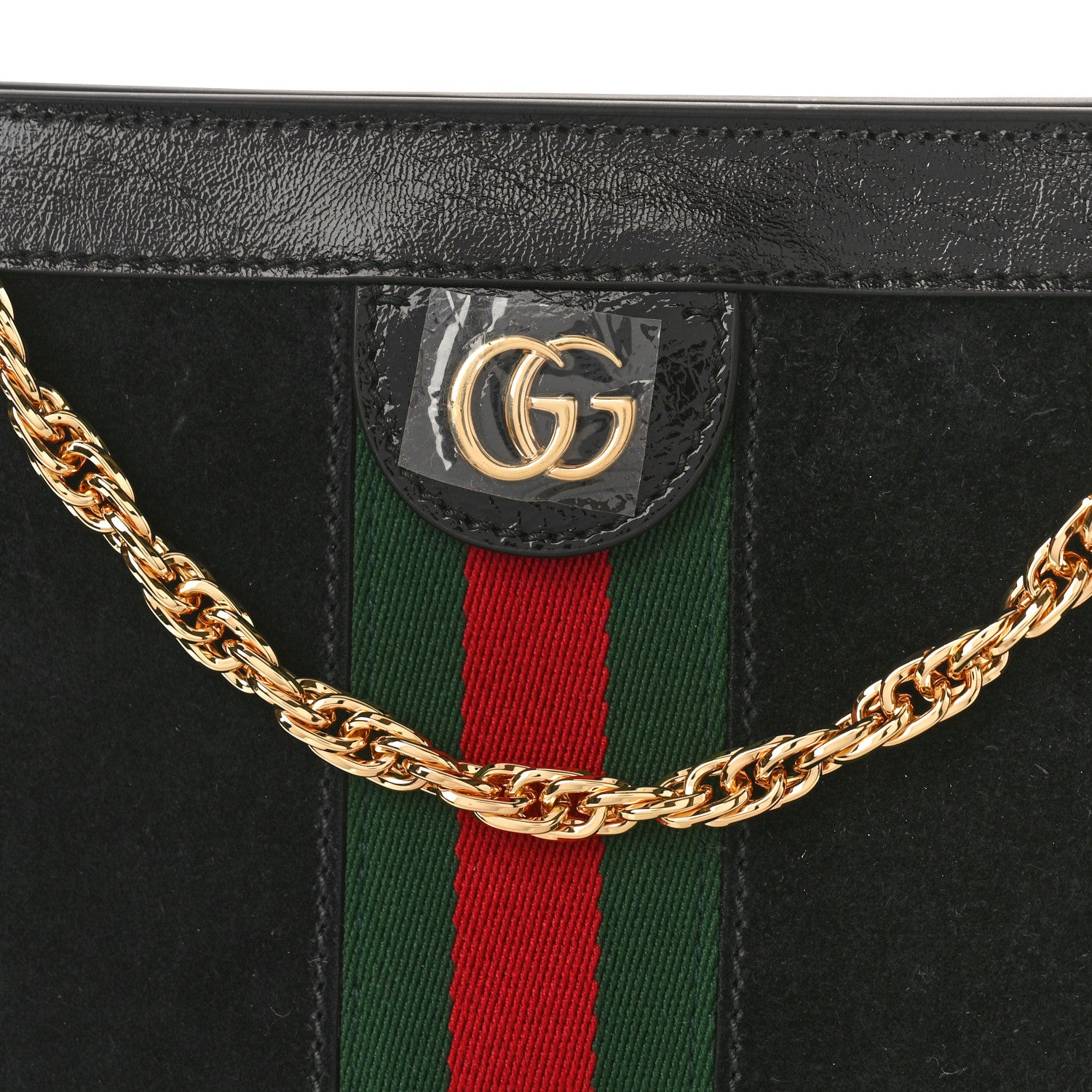 Gucci Suede Patent GG Web Small Ophidia Chain Shoulder Bag Black 8 of 10
