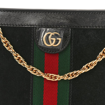 Gucci Suede Patent GG Web Small Ophidia Chain Shoulder Bag Black 8 of 10