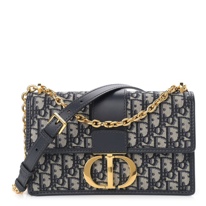 Christian Dior Oblique 30 Montaigne Chain Flap Bag Blue 1 of 12
