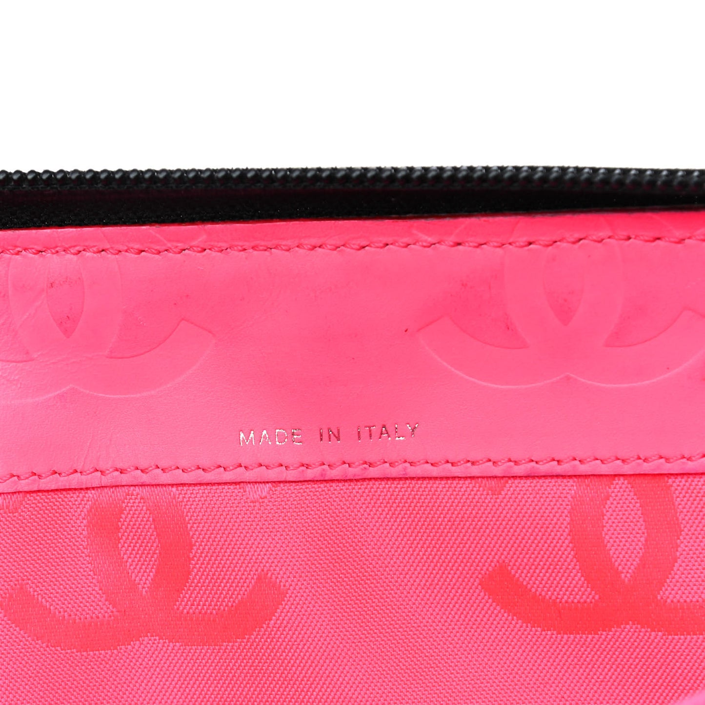 Calfskin Cambon Zip Around Organizer Wallet Black White