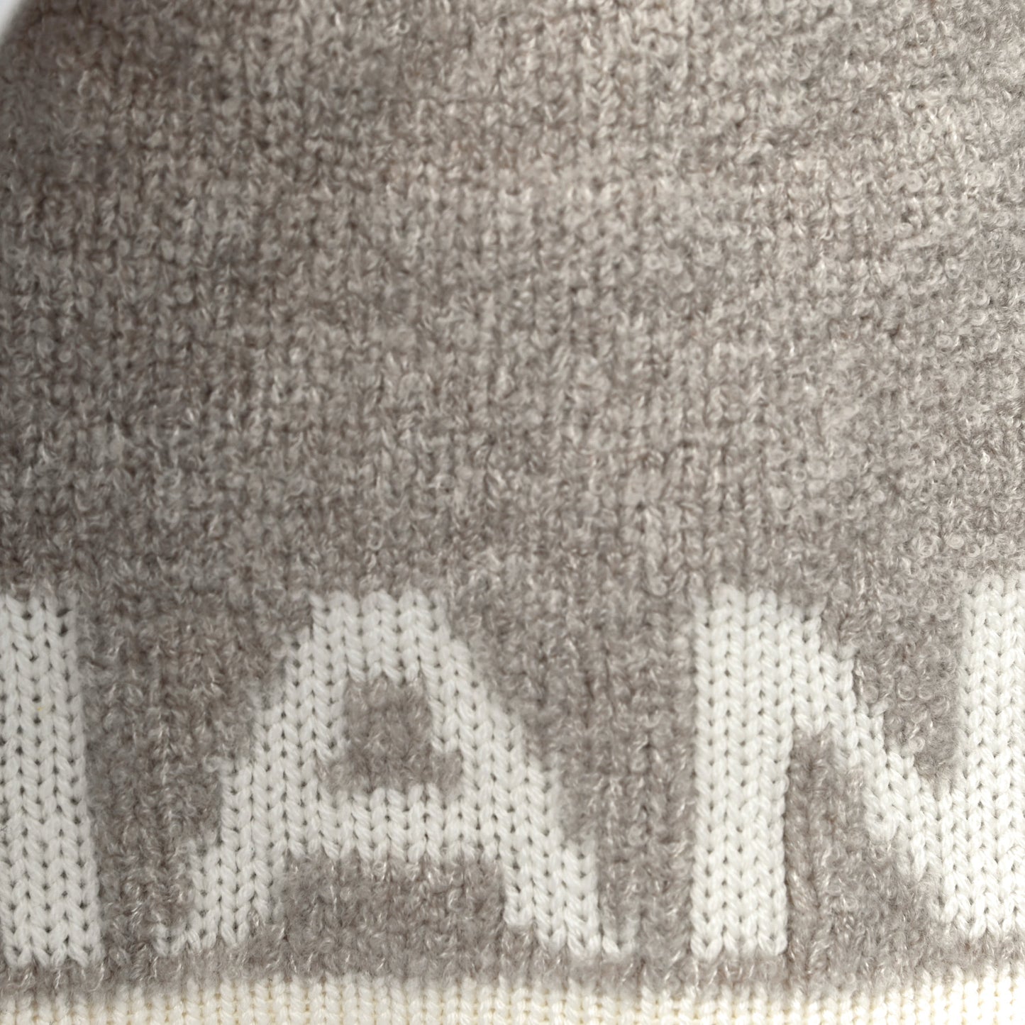 Cashmere Wool Silk Logo Beanie Hat Beige White