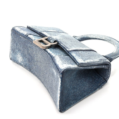 Balenciaga Nappa Denim Printed Hourglass Top Handle Bag XS Denim Blue 8 of 8
