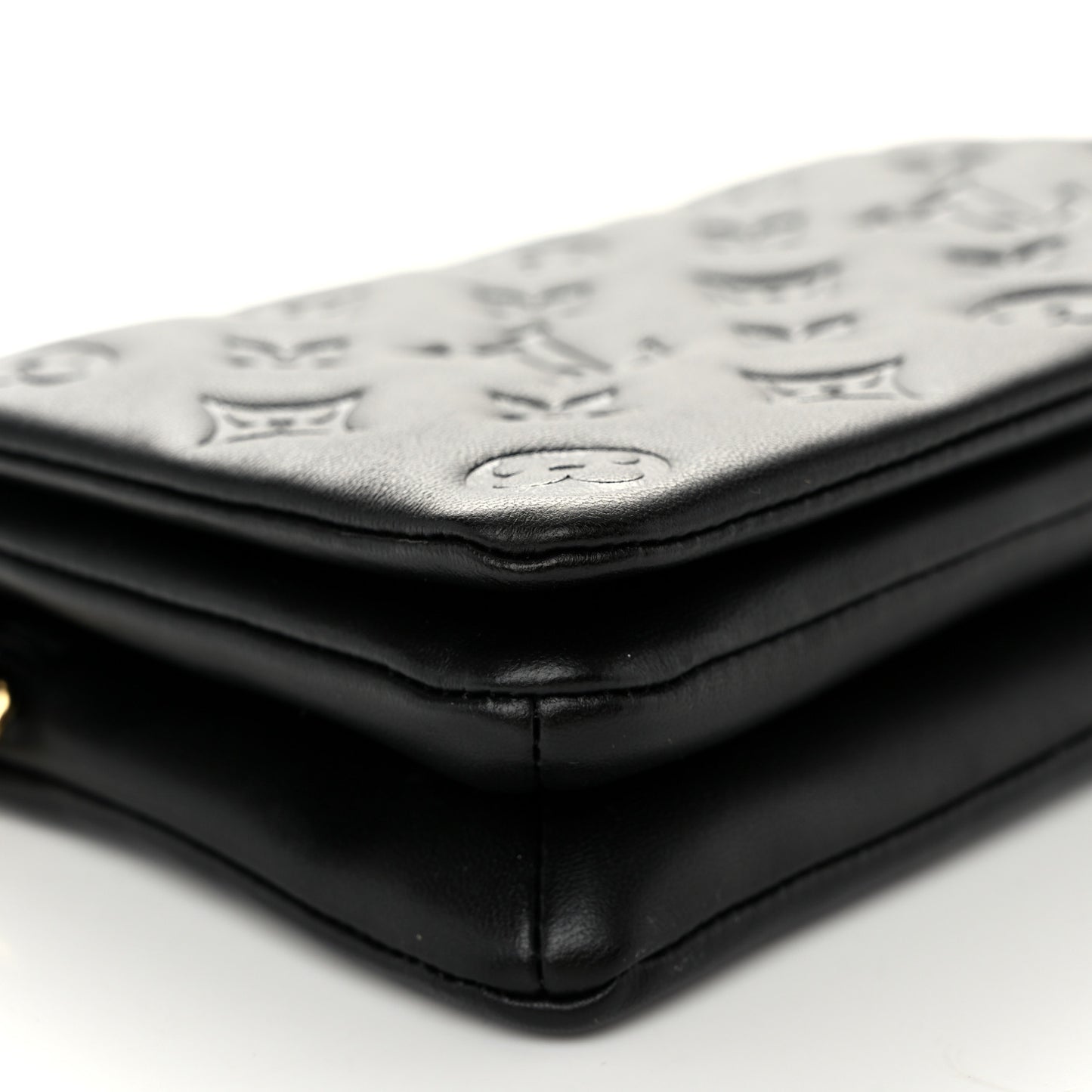 Lambskin Embossed Monogram Pochette Coussin Black