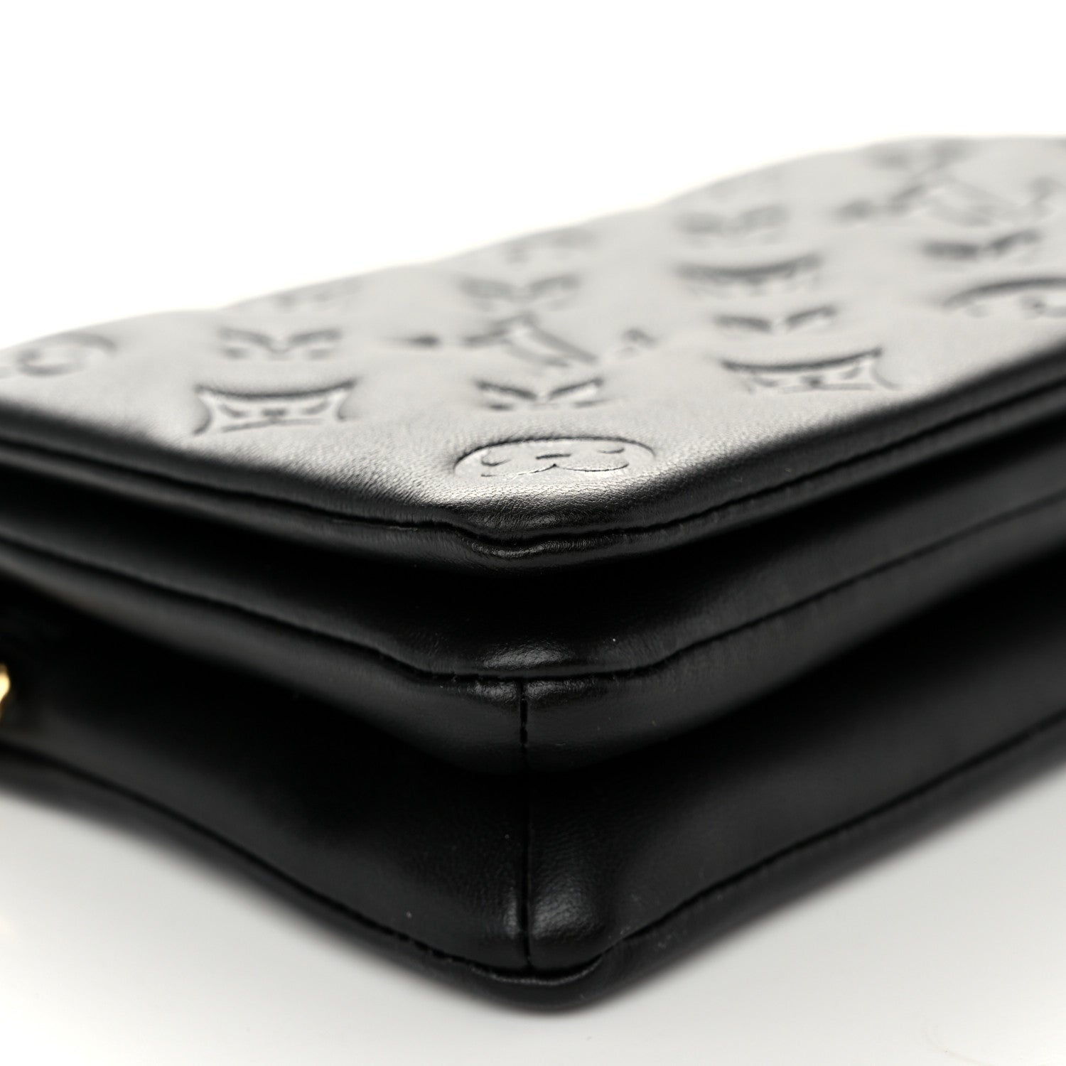 Louis Vuitton Lambskin Embossed Monogram Pochette Coussin Black 8 of 10
