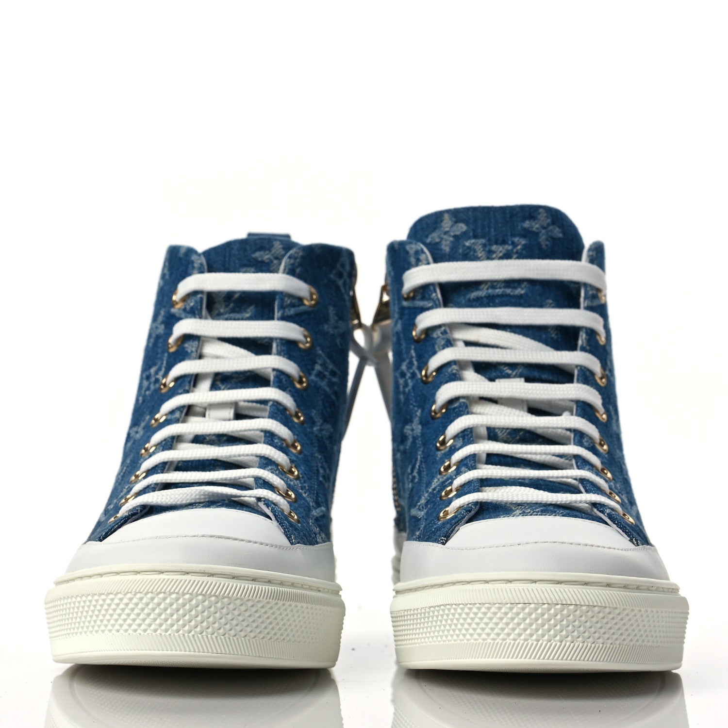 Louis Vuitton Denim Monogram Stellar Sneaker Boots 40 Bleu Jeans Blue 2 of 9