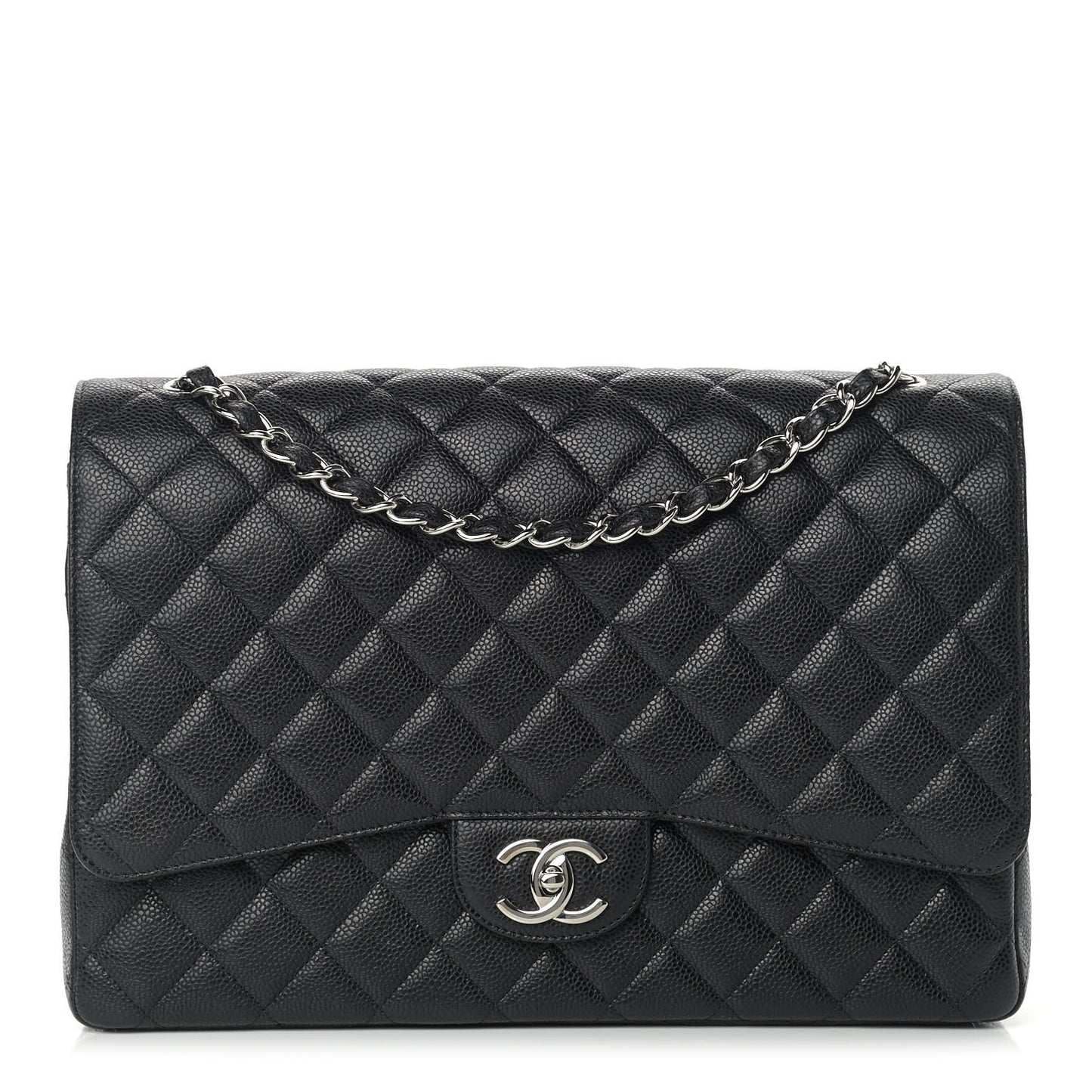 Caviar Quilted Maxi Double Flap Black