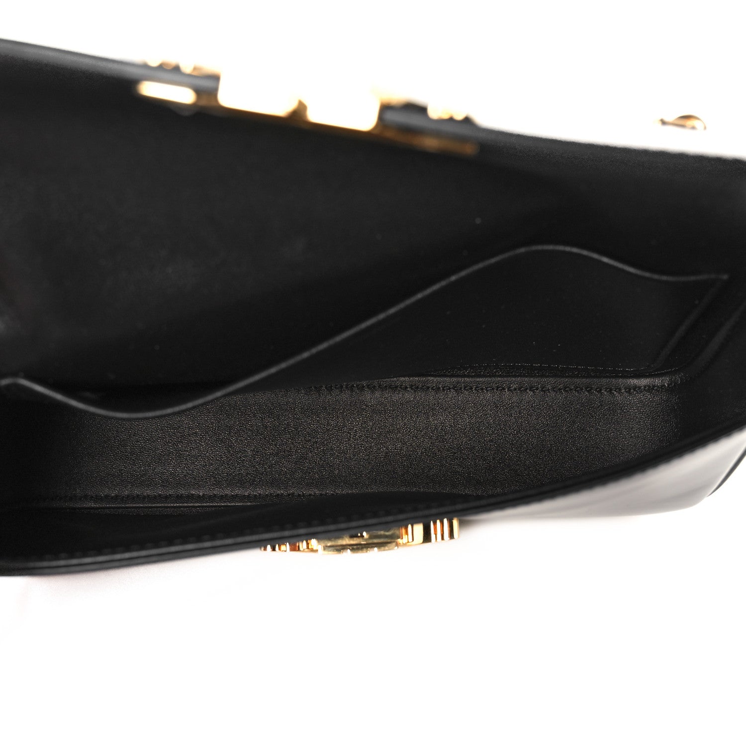 Celine Shiny Calfskin Triomphe Chain Shoulder Bag Black 5 of 10