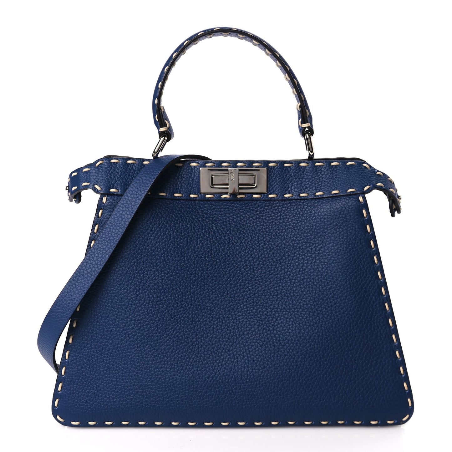 Vitello Granato Camoscio Selleria Macro Stitchings Medium Peekaboo I SEE U Satchel Blue Cyan
