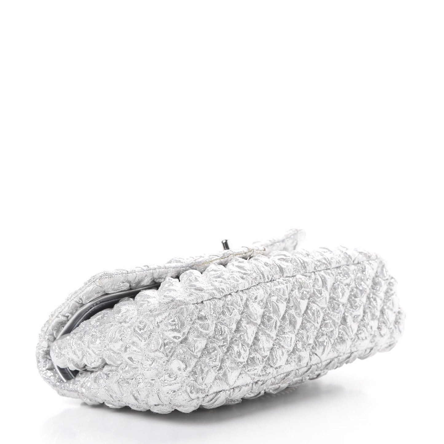 Metallic Lame Quilted Small Double Flap Silver