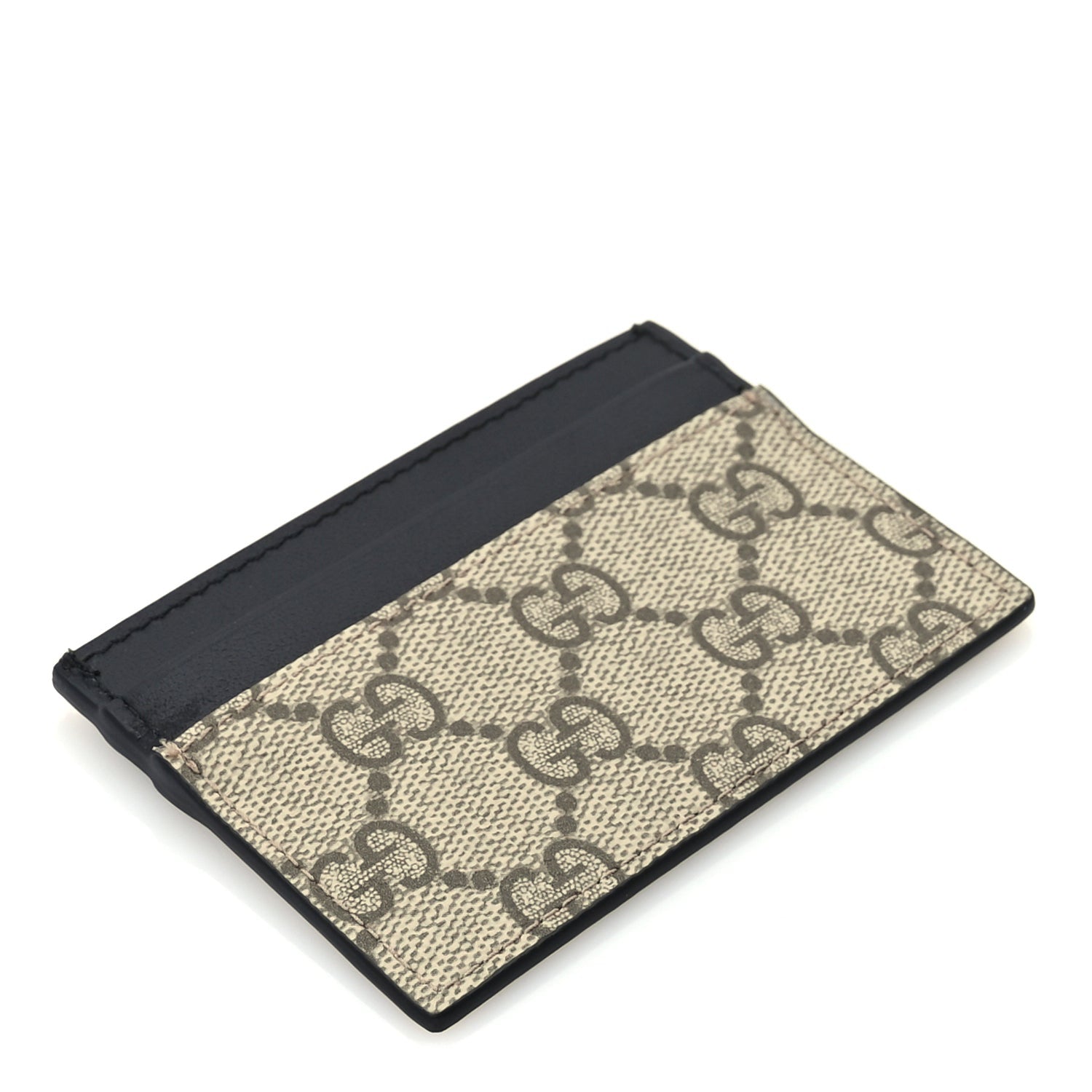 Gucci GG Supreme Monogram Calfskin Card Holder Beige Black 4 of 8