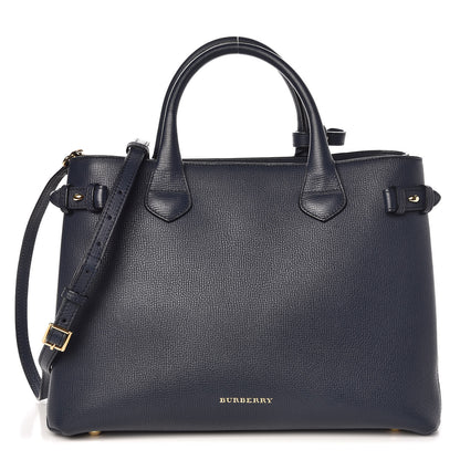 Burberry Grainy Calfskin House Check Medium Banner Tote Ink Blue 1 of 10