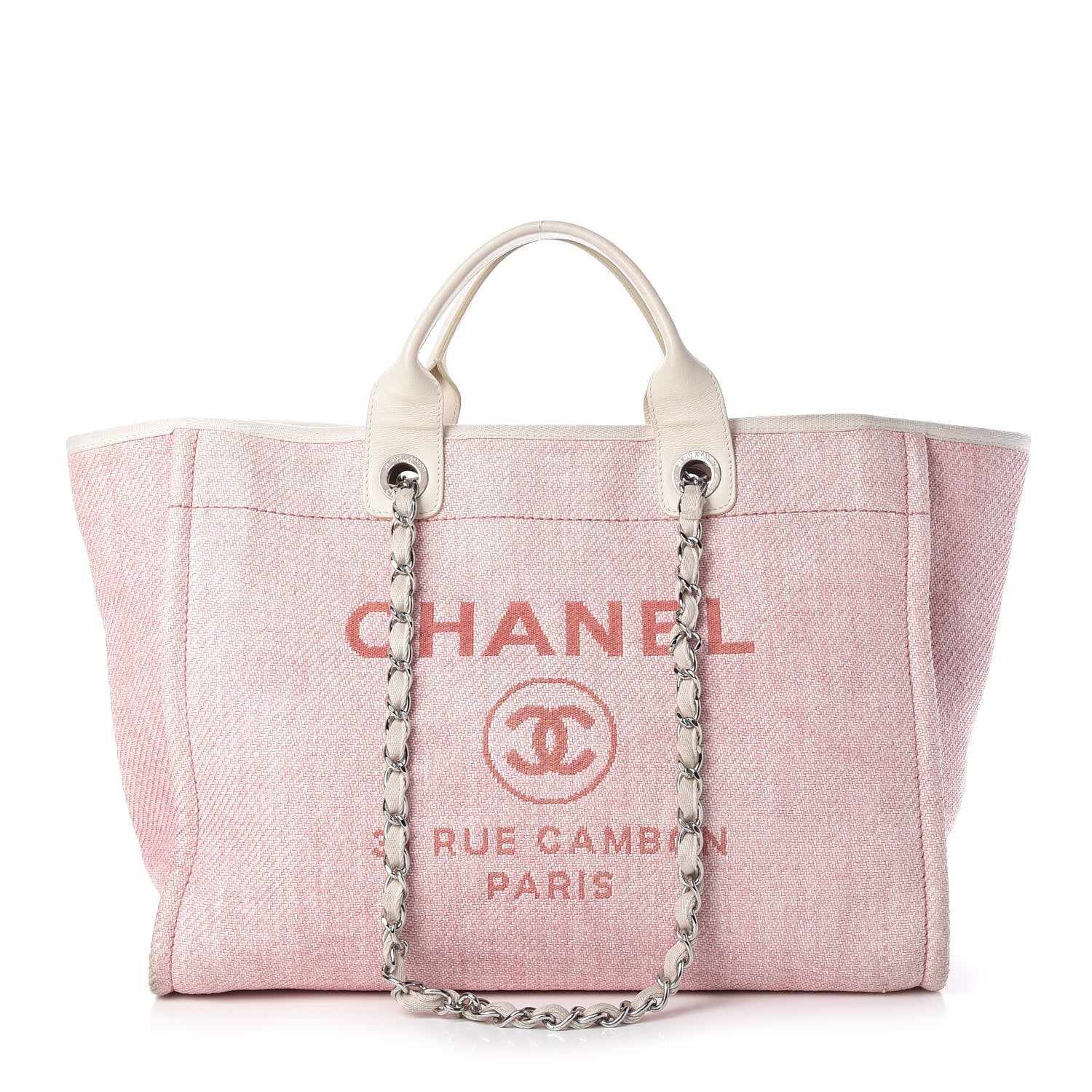 Chanel Canvas Large Deauville Tote Pink 1 of 9