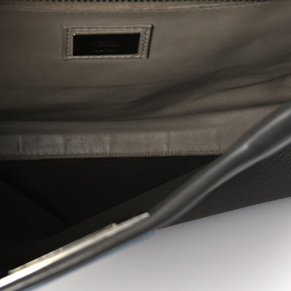 Fendi Vitello Seta Shiny Nappa Medium Peekaboo Iconic Satchel  Carbone Grigio Polvere 4 of 8