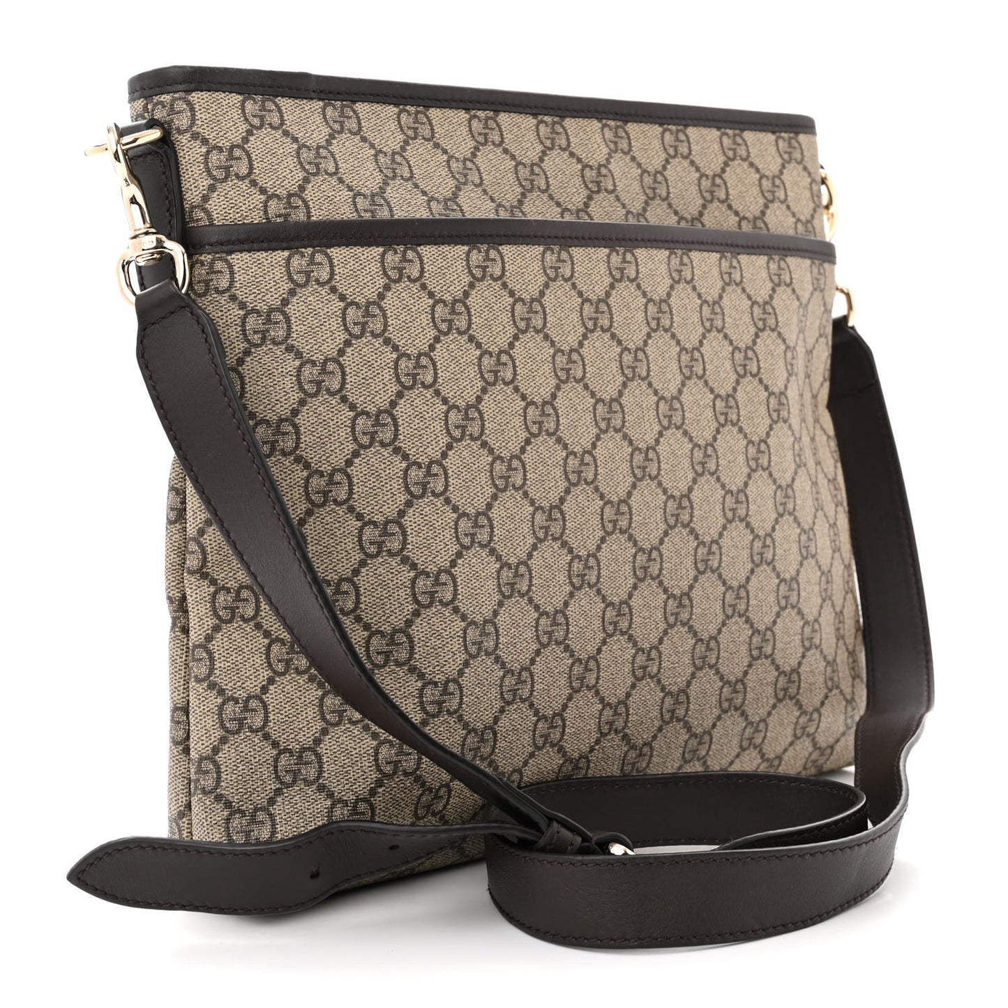 GG Plus Monogram Medium Flat Messenger Bag Dark Brown