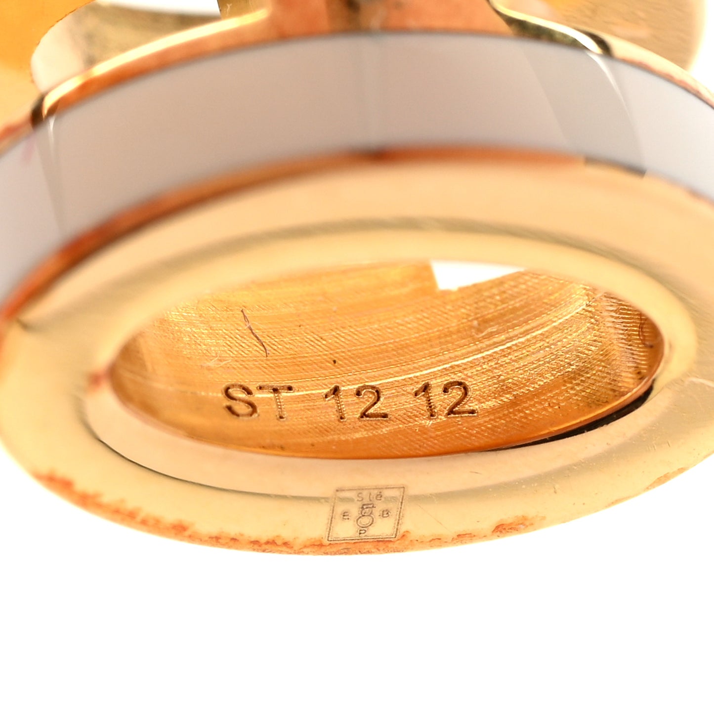 Gold Lacquered Mini Pop H Earrings White