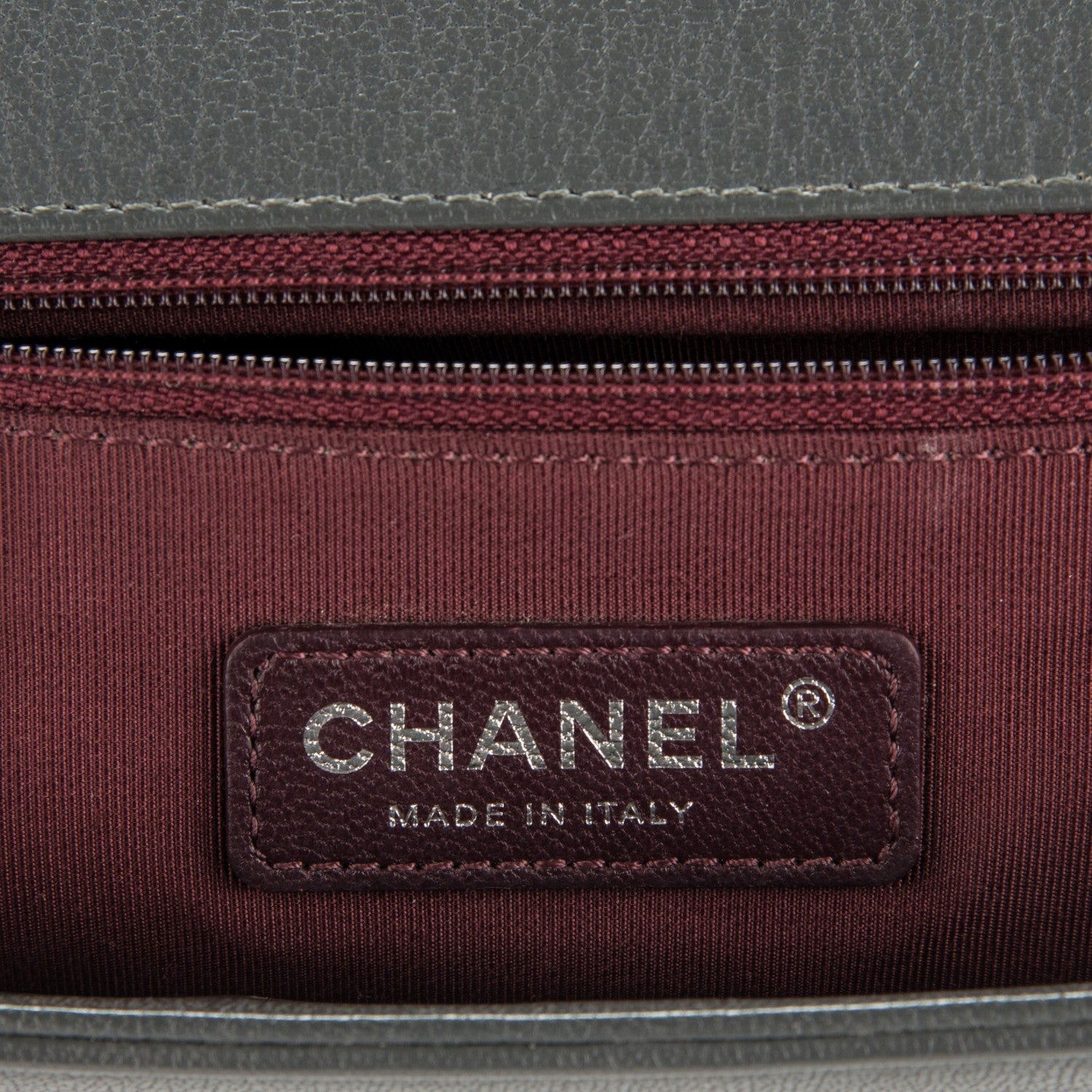 Chanel Goatskin Patent Quilted New Medium Boy Flap Grey 7 of 14