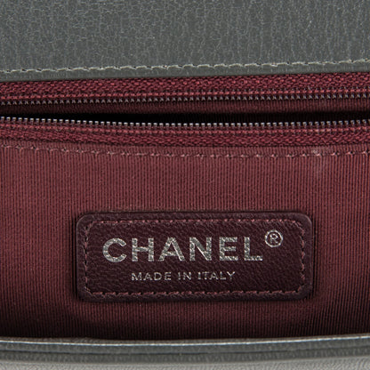 Chanel Goatskin Patent Quilted New Medium Boy Flap Grey 7 of 14