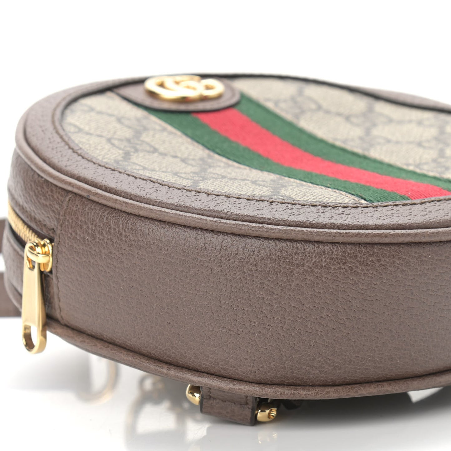 GG Supreme Monogram Web Mini Ophidia Round Backpack Brown