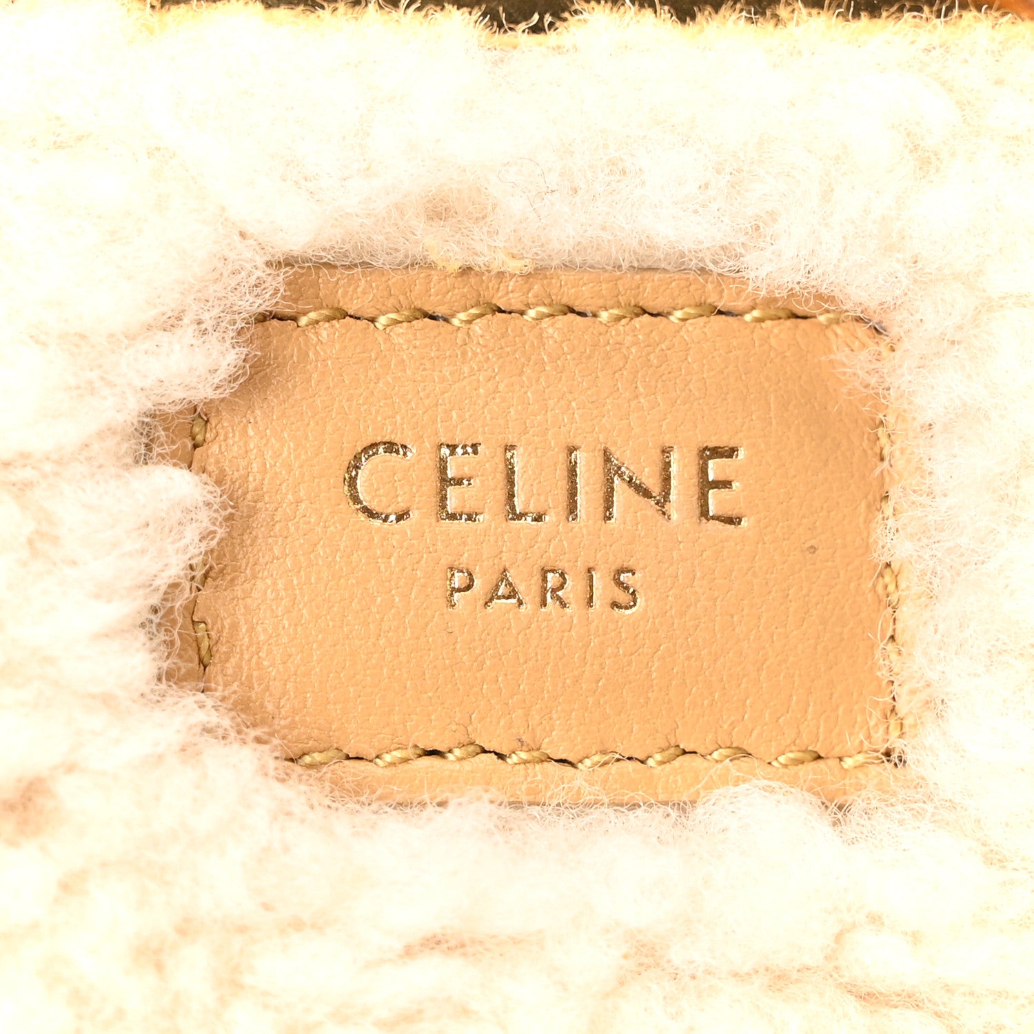 Celine Suede Shearling Triomphe Chain Shoulder Bag Beige 6 of 11