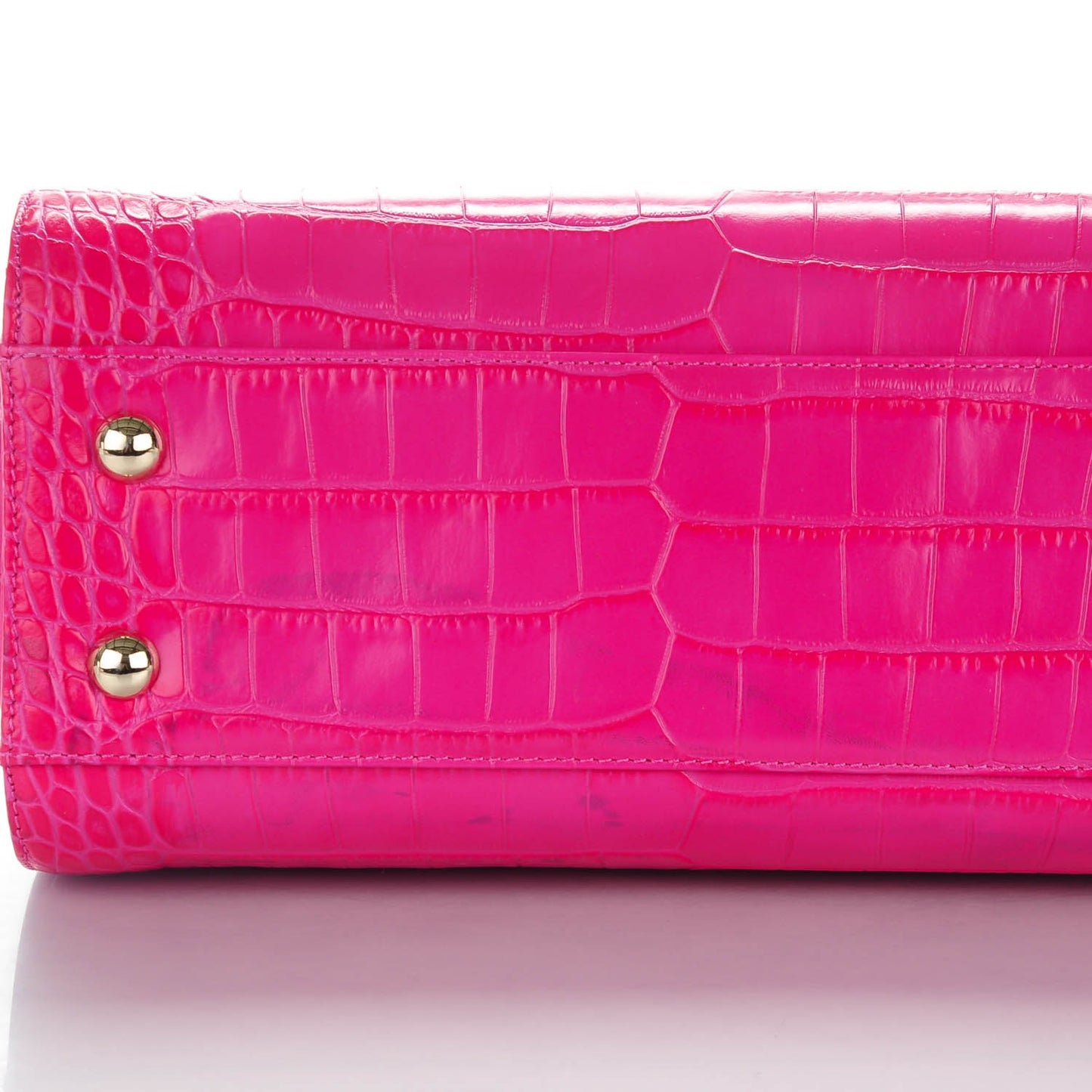 Calfskin Crocodile Embossed Medium Rosalie Satchel Fuchsia