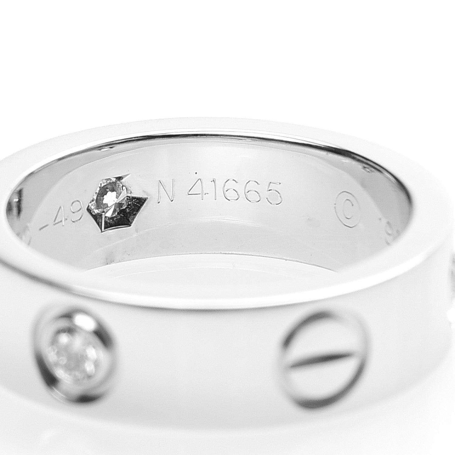 Cartier 18K White Gold 3 Diamond 5.5mm LOVE Ring 49 5 5 of 6