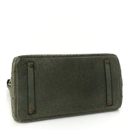 Hermes Ostrich Birkin 35 Vert Olive 3 of 9