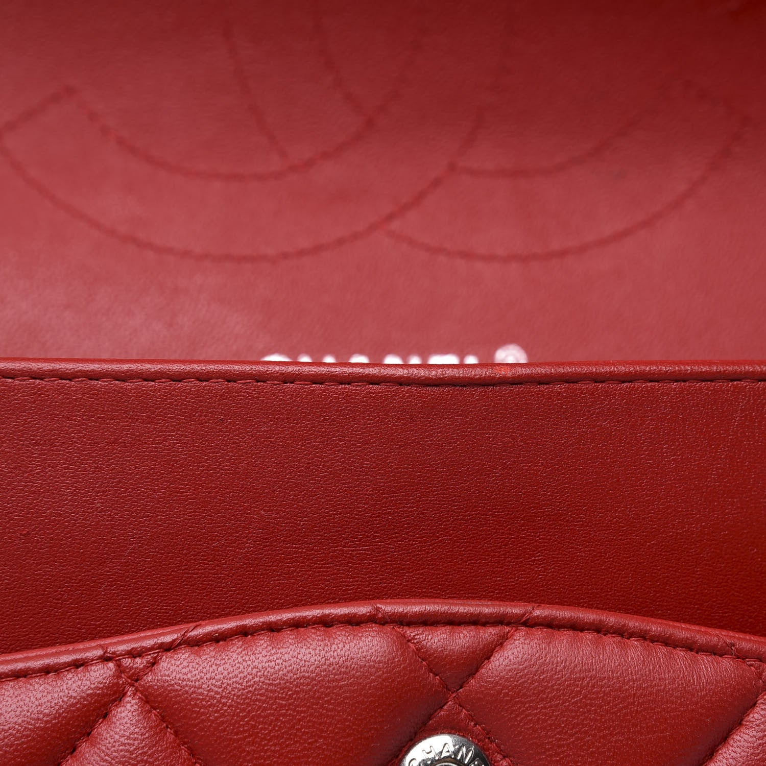 Chanel Lambskin Quilted Jumbo Double Flap Red 11 of 14