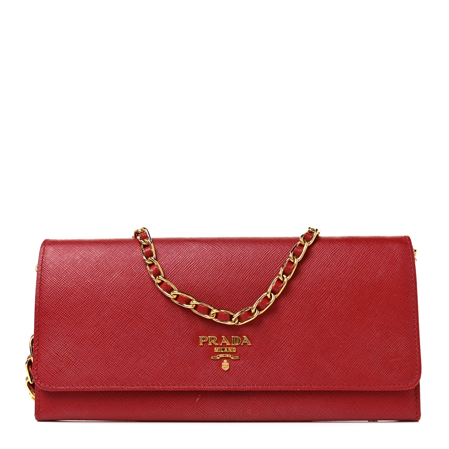 Saffiano Metal Oro Chain Wallet Fuoco