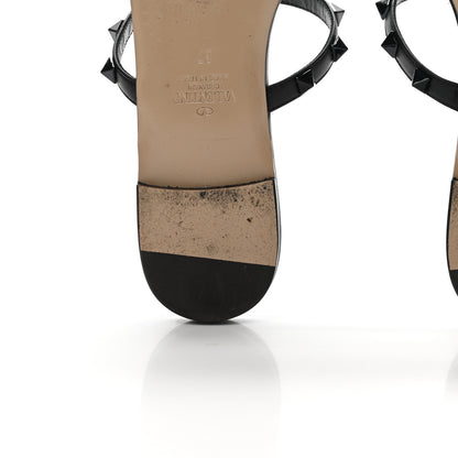 Valentino Garavani Nappa Monochrome Rockstud Caged Flat Slide Sandals 37 Black 11 of 13
