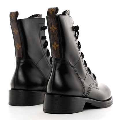 Louis Vuitton Calfskin Monogram Metropolis Flat Ranger Boots 38.5 Black 4 of 9