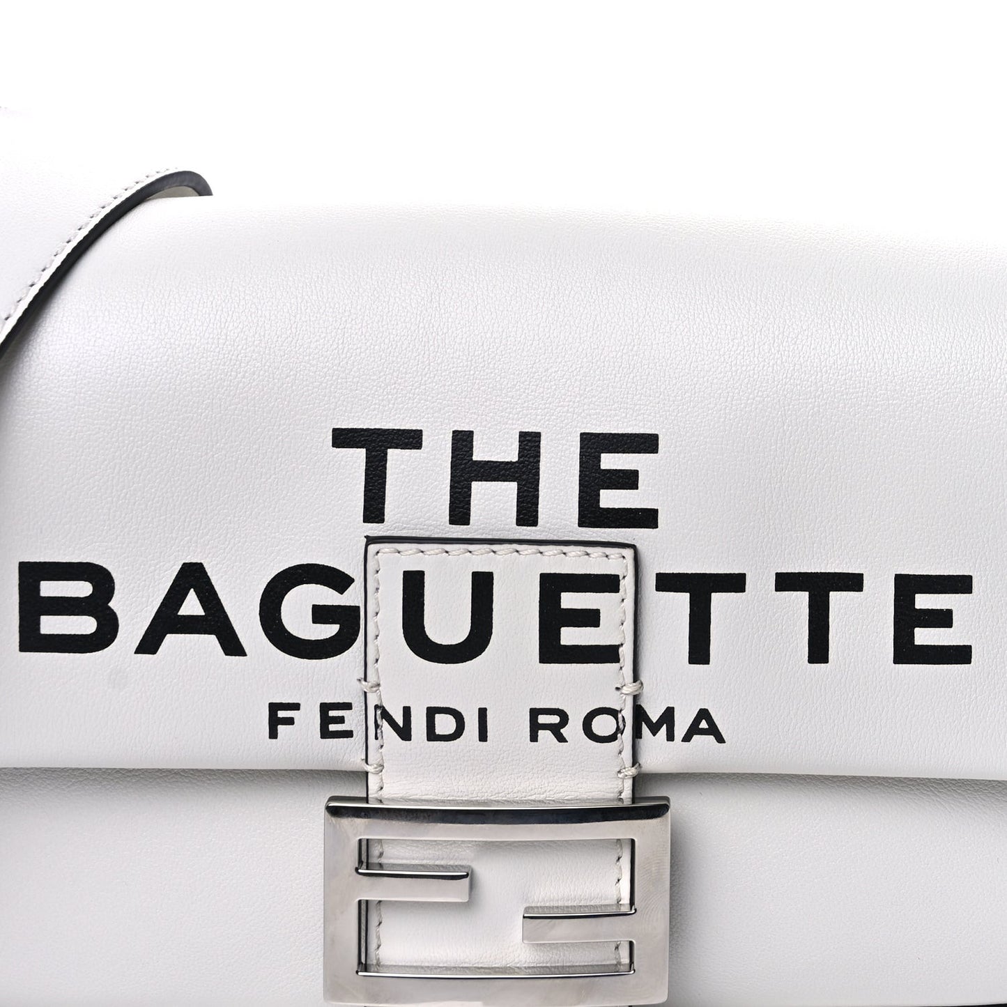 X MARC JACOBS Nappa Logo Medium Baguette White