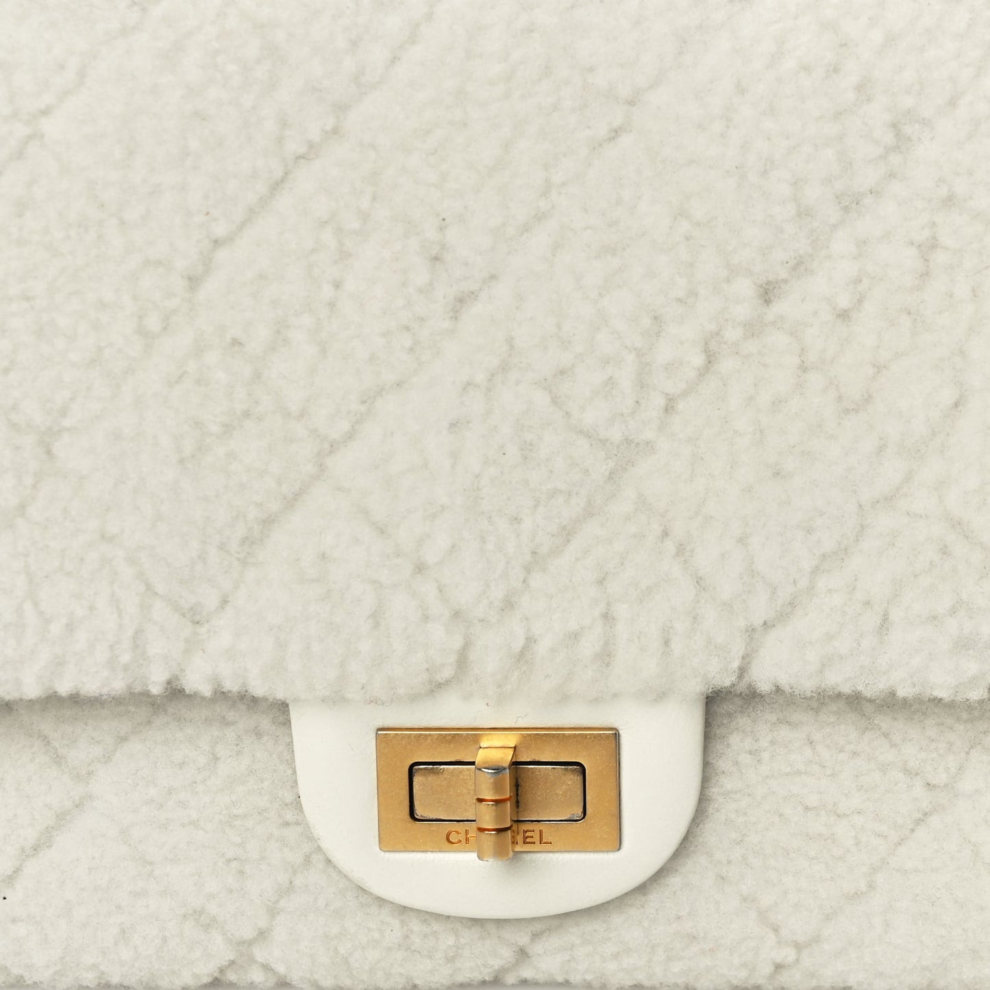 Shearling Lambskin Aged Calfskin Quilted 2.55 Reissue 225 Flap White