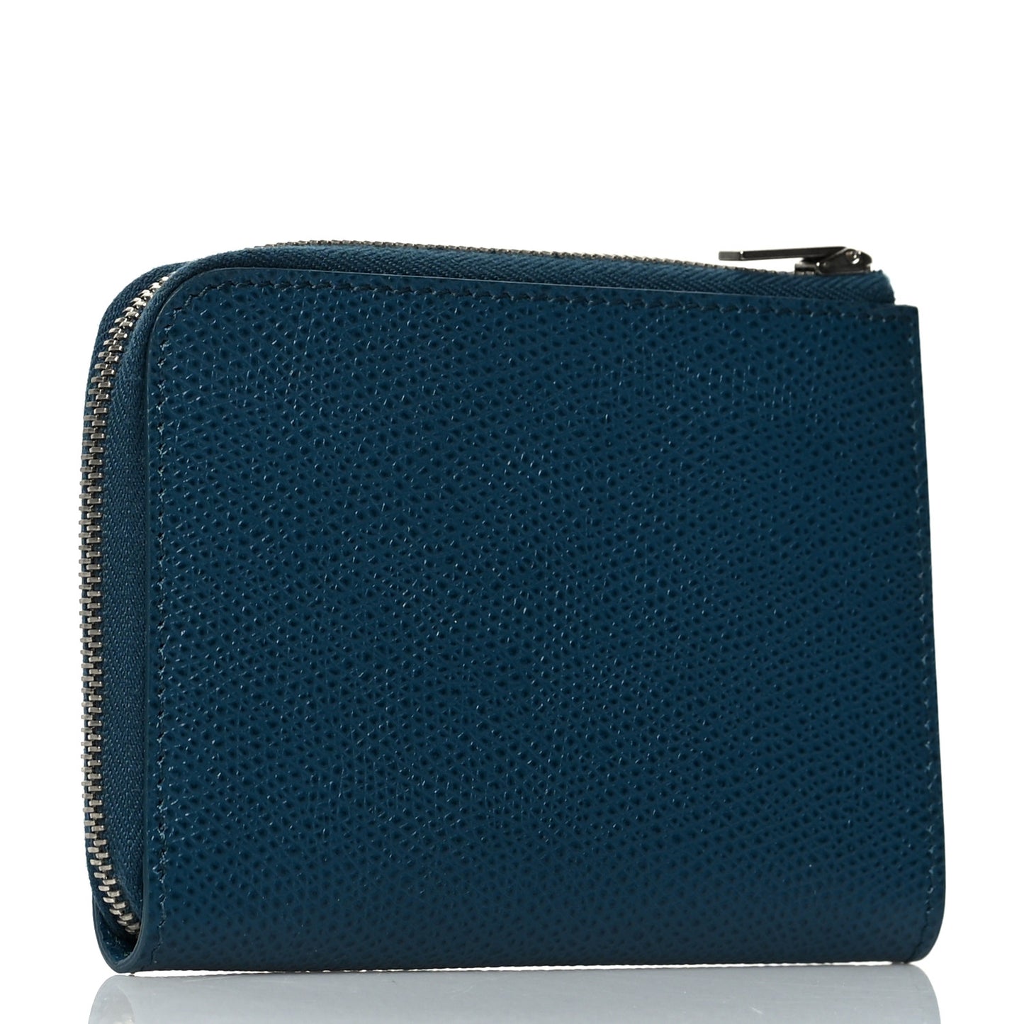 Drummed Calfskin Medium Half Zip Multifunction Wallet Coin Purse Blue