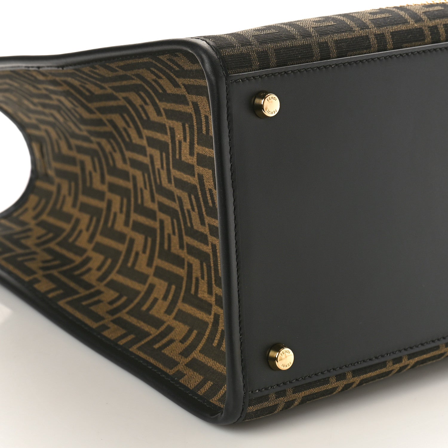 Fendi X VERSACE Fabric Jacquard Calfskin Plexiglass Fendace FF Medusa Studded Large Fendi Sunshine Shopper Tote Marrone Fuxia 9 of 10