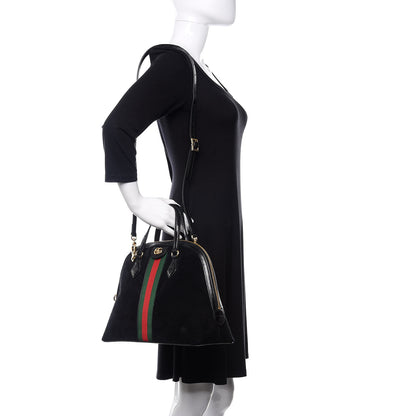Gucci Suede Patent GG Web Medium Ophidia Top Handle Dome Bag Black 2 of 14