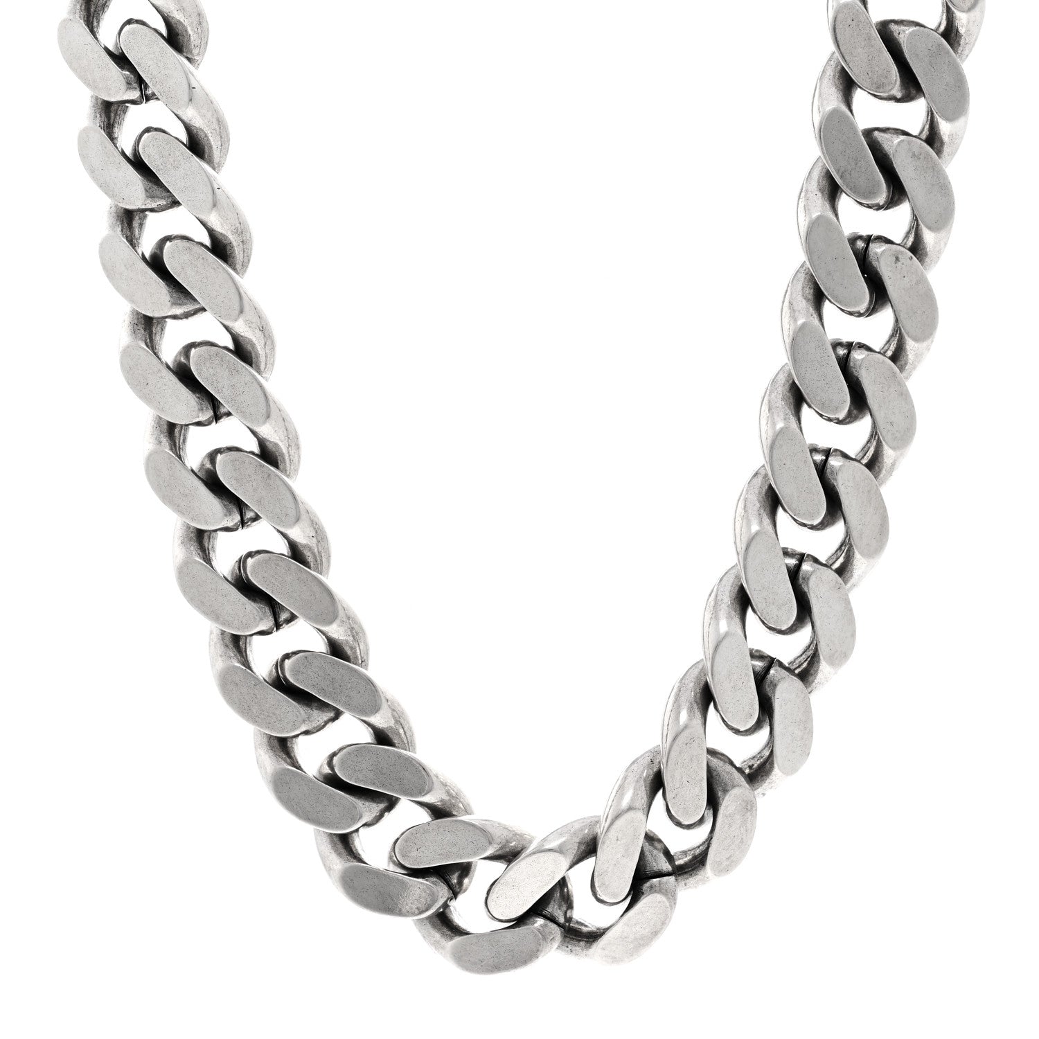 Saint Laurent Metal Curb Chain Necklace Oxidized Silver 1 of 4