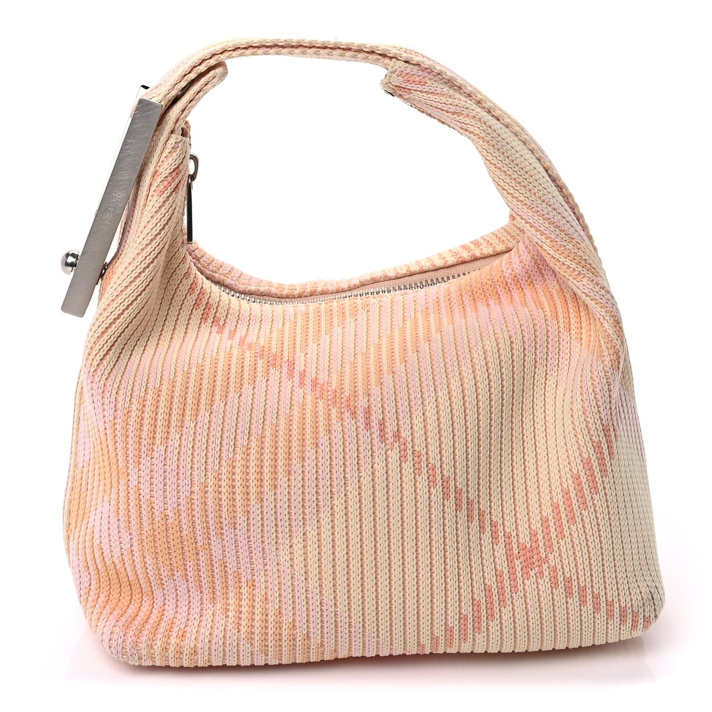 Canvas Knitted Check Mini Peg Duffle Bag Sherbert