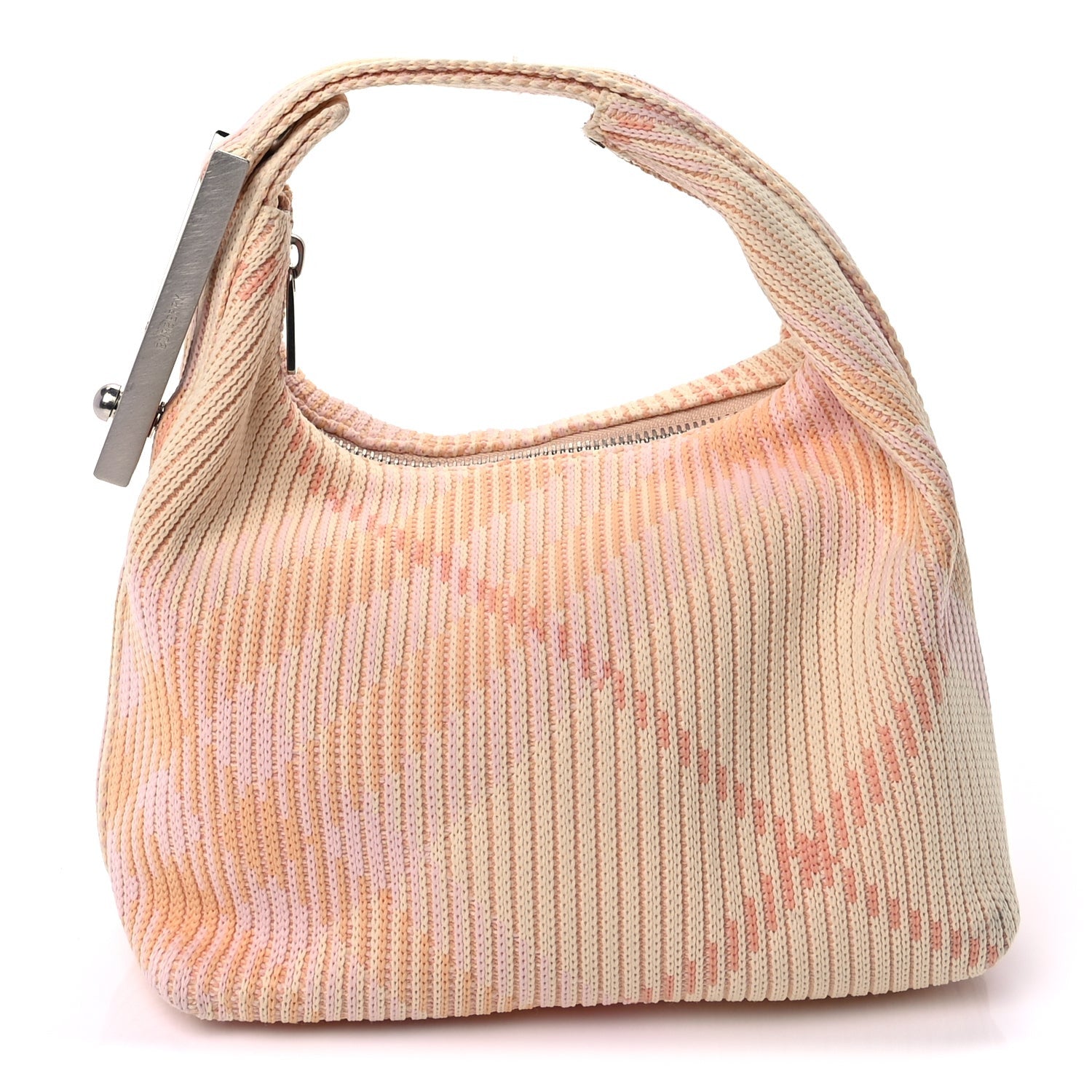 Burberry Canvas Knitted Check Mini Peg Duffle Bag Sherbert 1 of 8