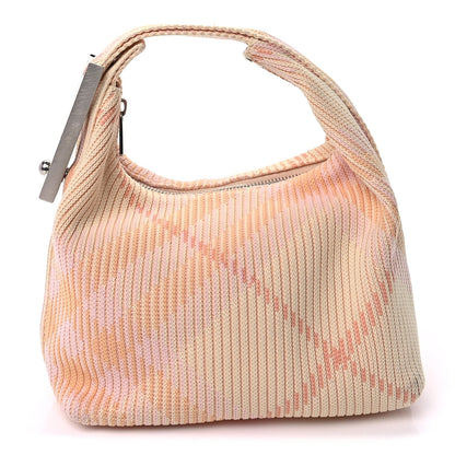 Burberry Canvas Knitted Check Mini Peg Duffle Bag Sherbert 1 of 8