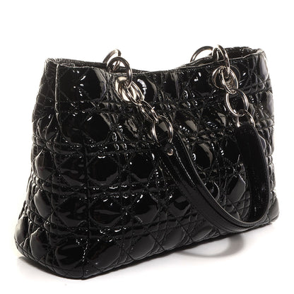 Christian Dior Patent Cannage Dior Soft Shopping Tote Black 3 of 8